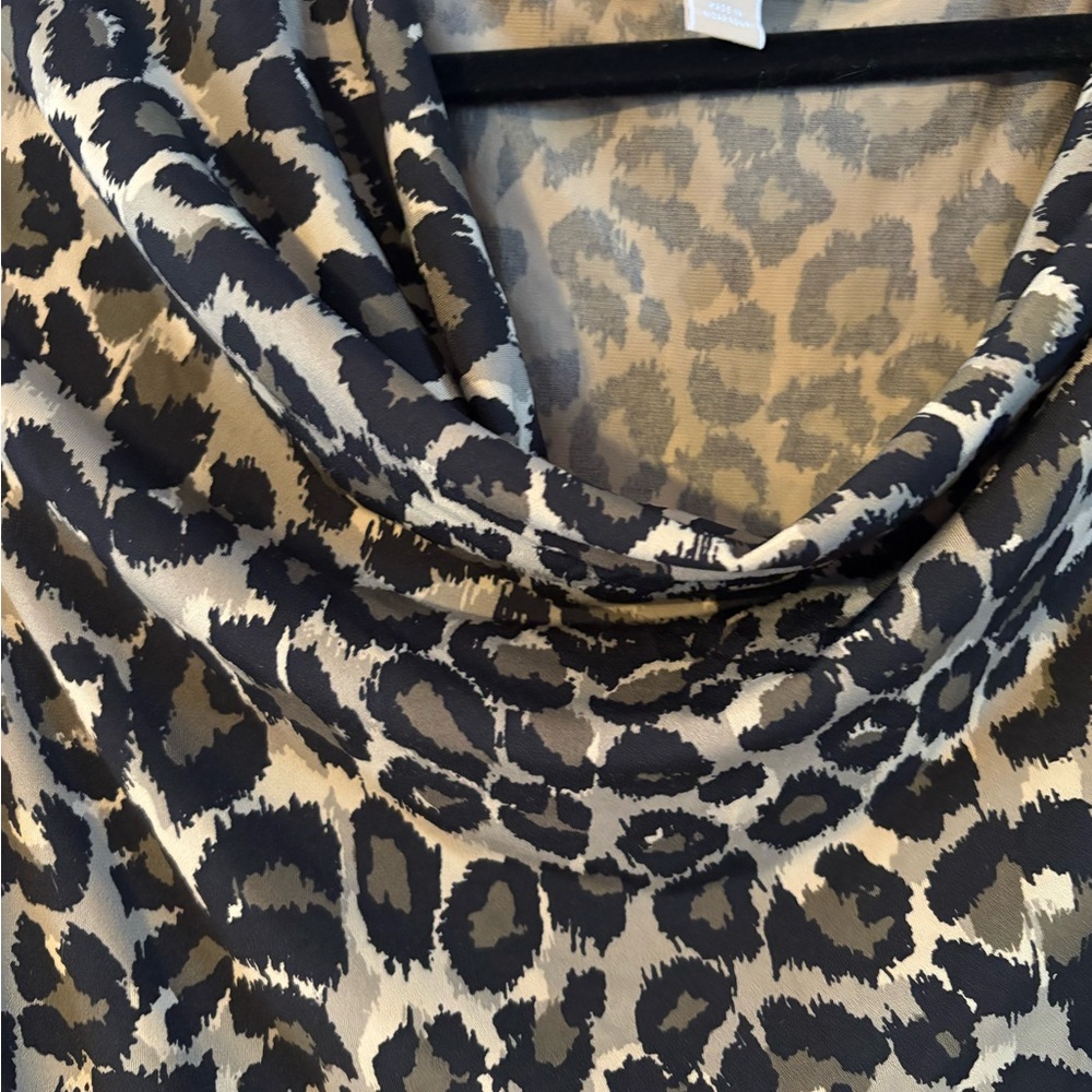Michael Kors Leopard Print Cowl Neck Top - Picture 2 of 4
